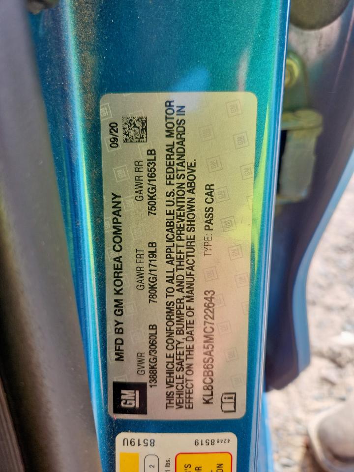 2021 Chevrolet Spark Ls VIN: KL8CB6SA5MC722643 Lot: 71119875