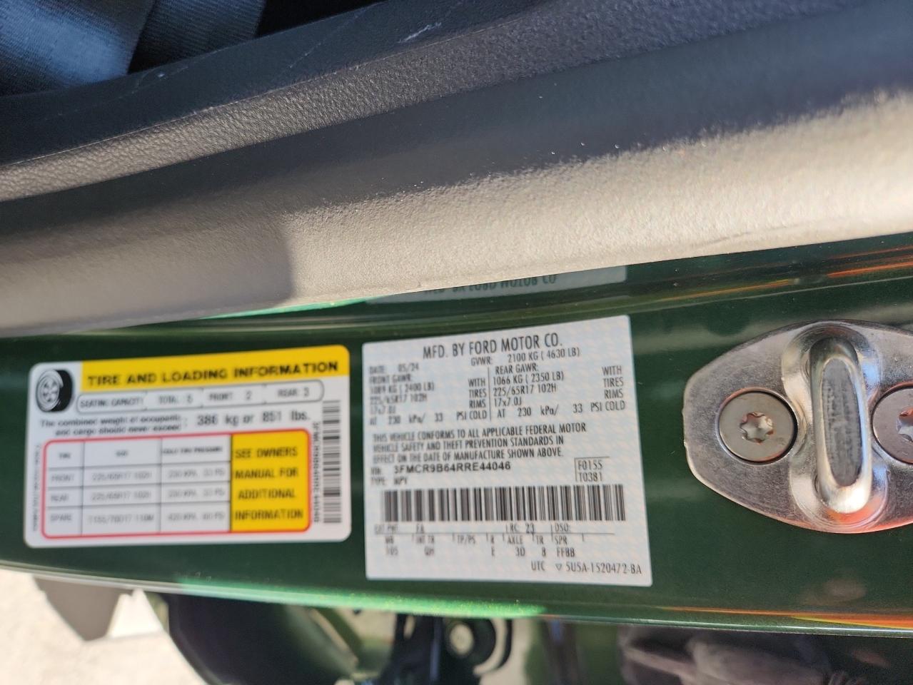 2024 Ford Bronco Sport Big Bend VIN: 3FMCR9B64RRE44046 Lot: 80812375