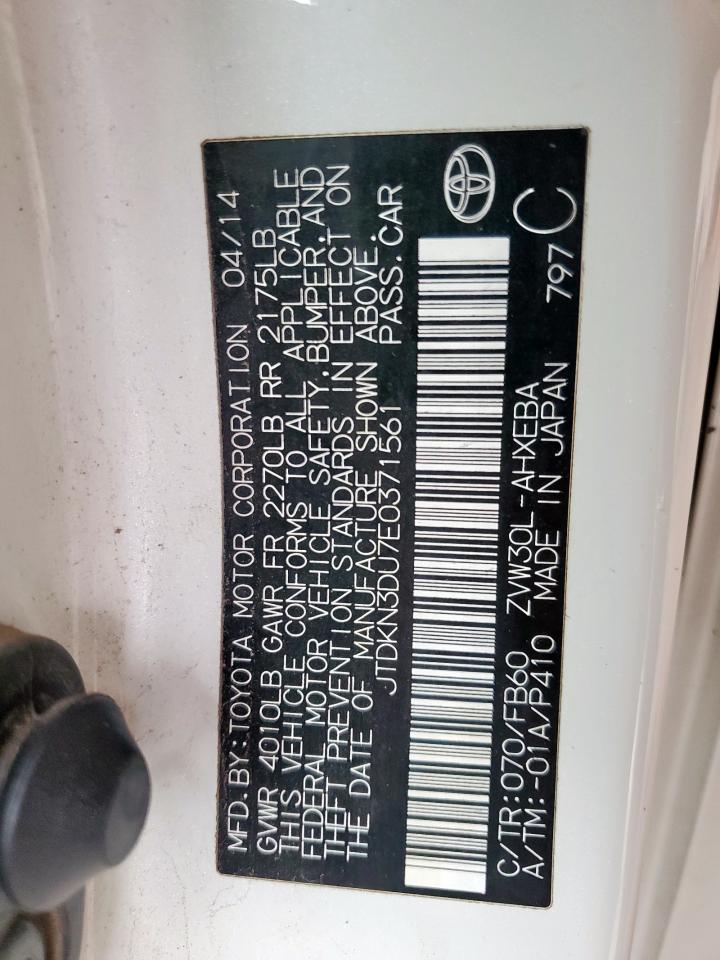 2014 Toyota Prius VIN: JTDKN3DU7E0371561 Lot: 80907255