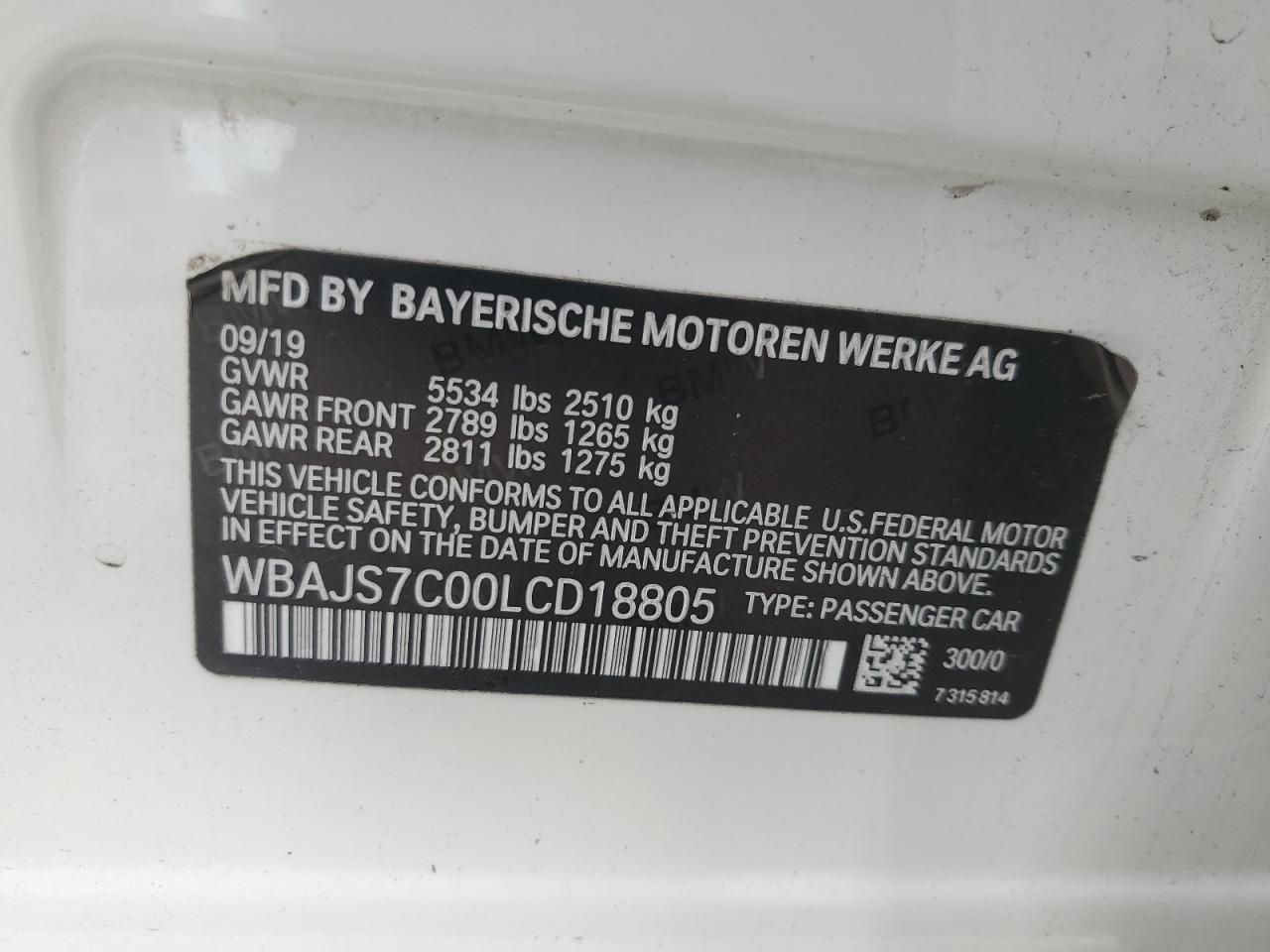 2020 BMW M550Xi VIN: WBAJS7C00LCD18805 Lot: 83802335