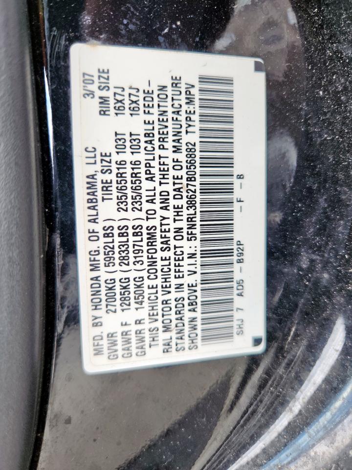 2007 Honda Odyssey Exl VIN: 5FNRL38627B056882 Lot: 82173585