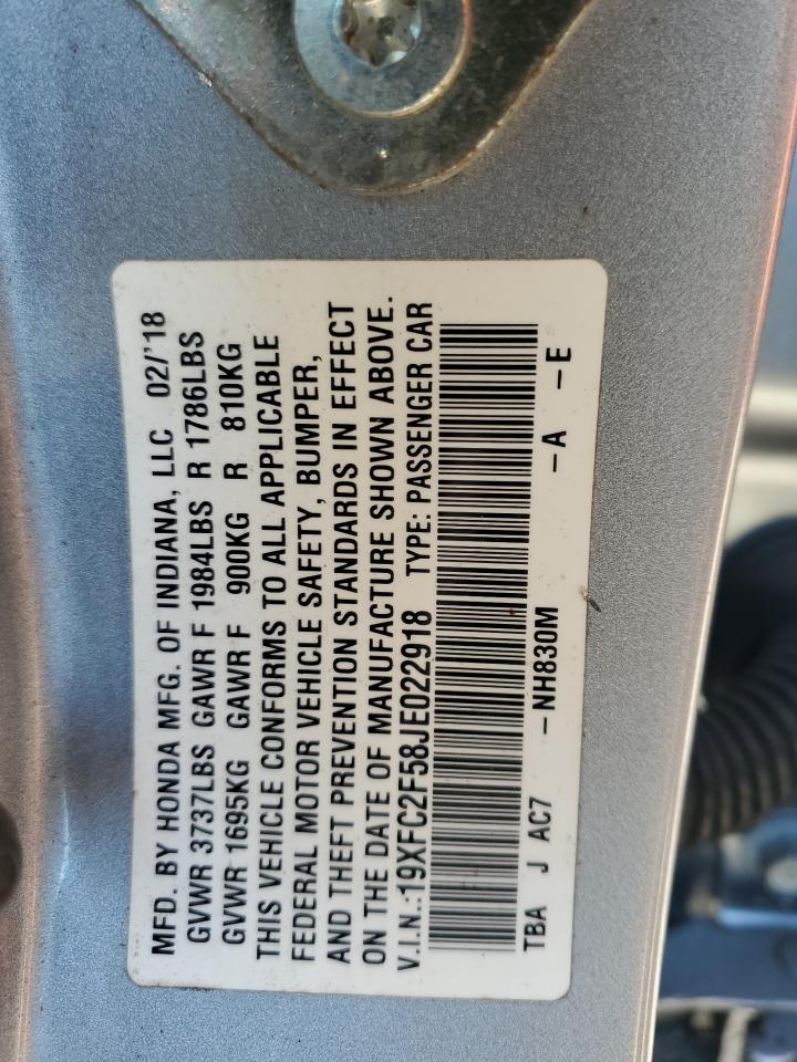 2018 Honda Civic Lx VIN: 19XFC2F58JE022918 Lot: 81438405