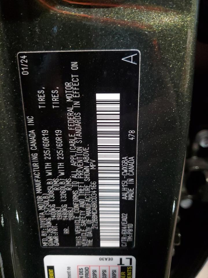 2024 Lexus Rx 350H Base VIN: 2T2BBMCA8RC034166 Lot: 85320755