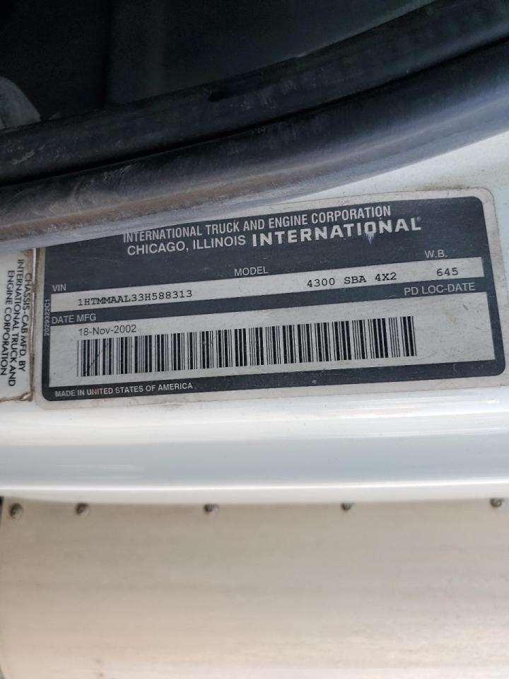 2003 International 4300 Box Truck VIN: 1HTMMAAL33H588313 Lot: 71246825