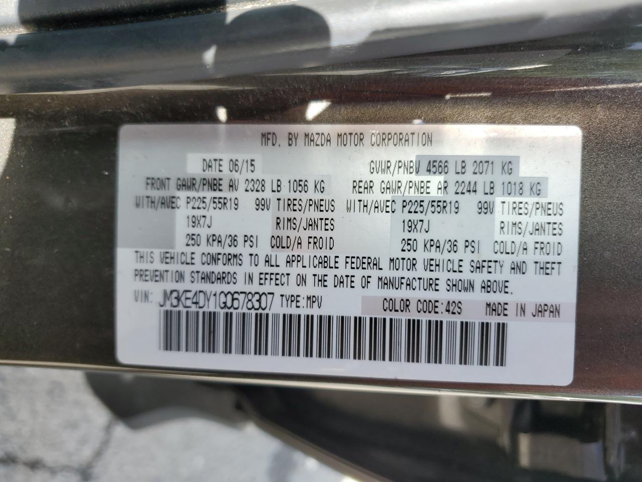 2016 Mazda Cx-5 Gt VIN: JM3KE4DY1G0678307 Lot: 84021675