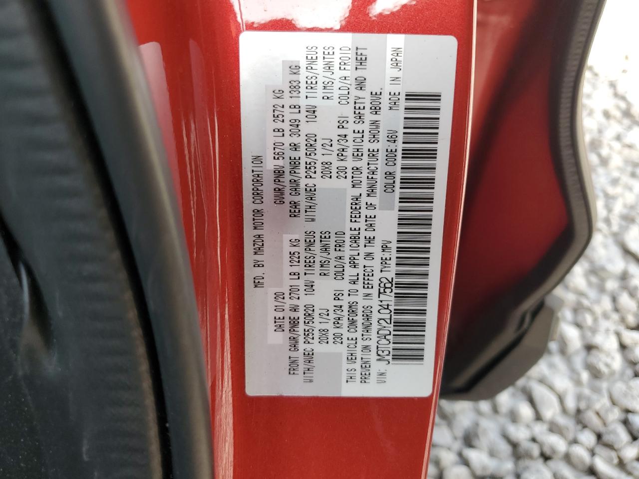 2020 Mazda Cx-9 Grand Touring VIN: JM3TCADY2L0417562 Lot: 82119325