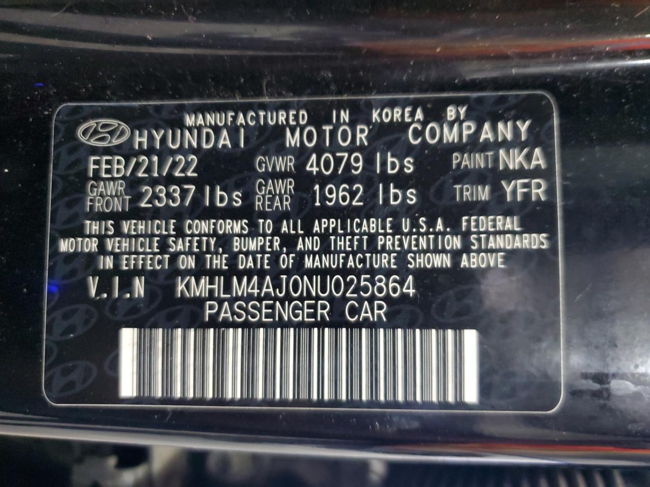 2022 Hyundai Elantra Blue VIN: KMHLM4AJ0NU025864 Lot: 84449325
