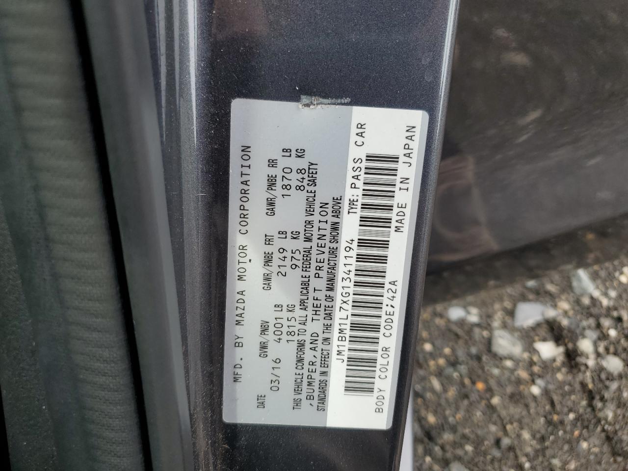 2016 Mazda 3 Touring VIN: JM1BM1L7XG1341194 Lot: 84622535