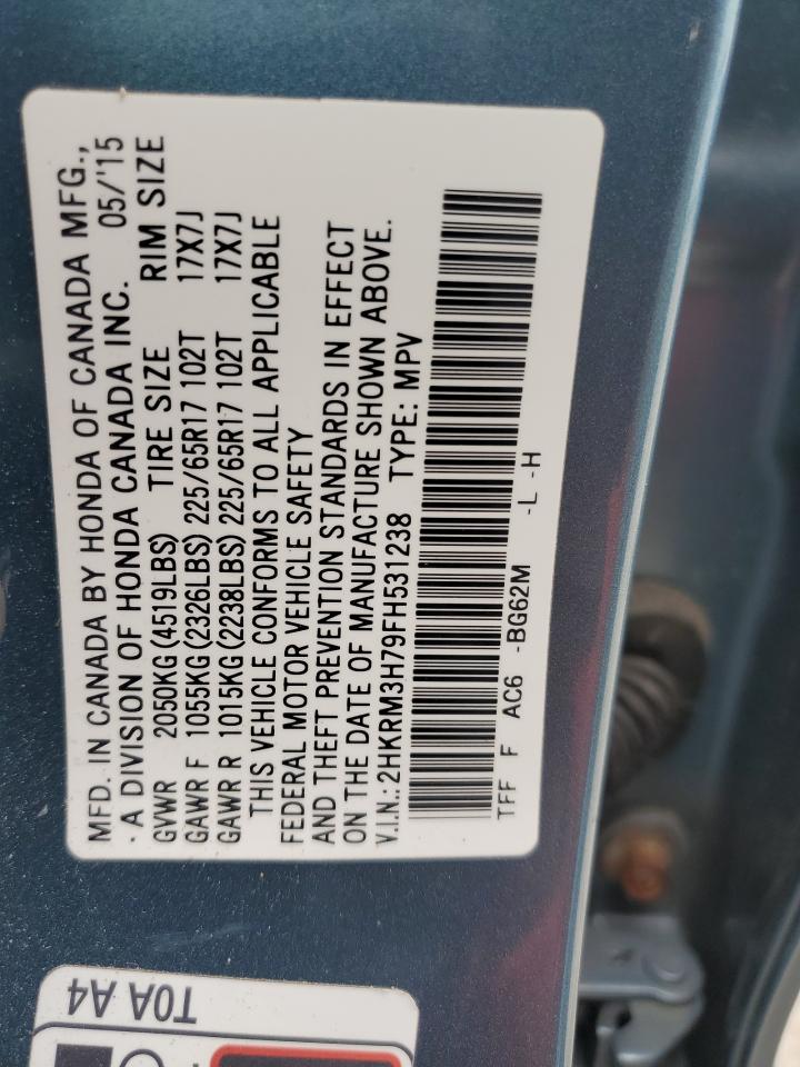 2015 Honda Cr-V Exl VIN: 2HKRM3H79FH531238 Lot: 81656865