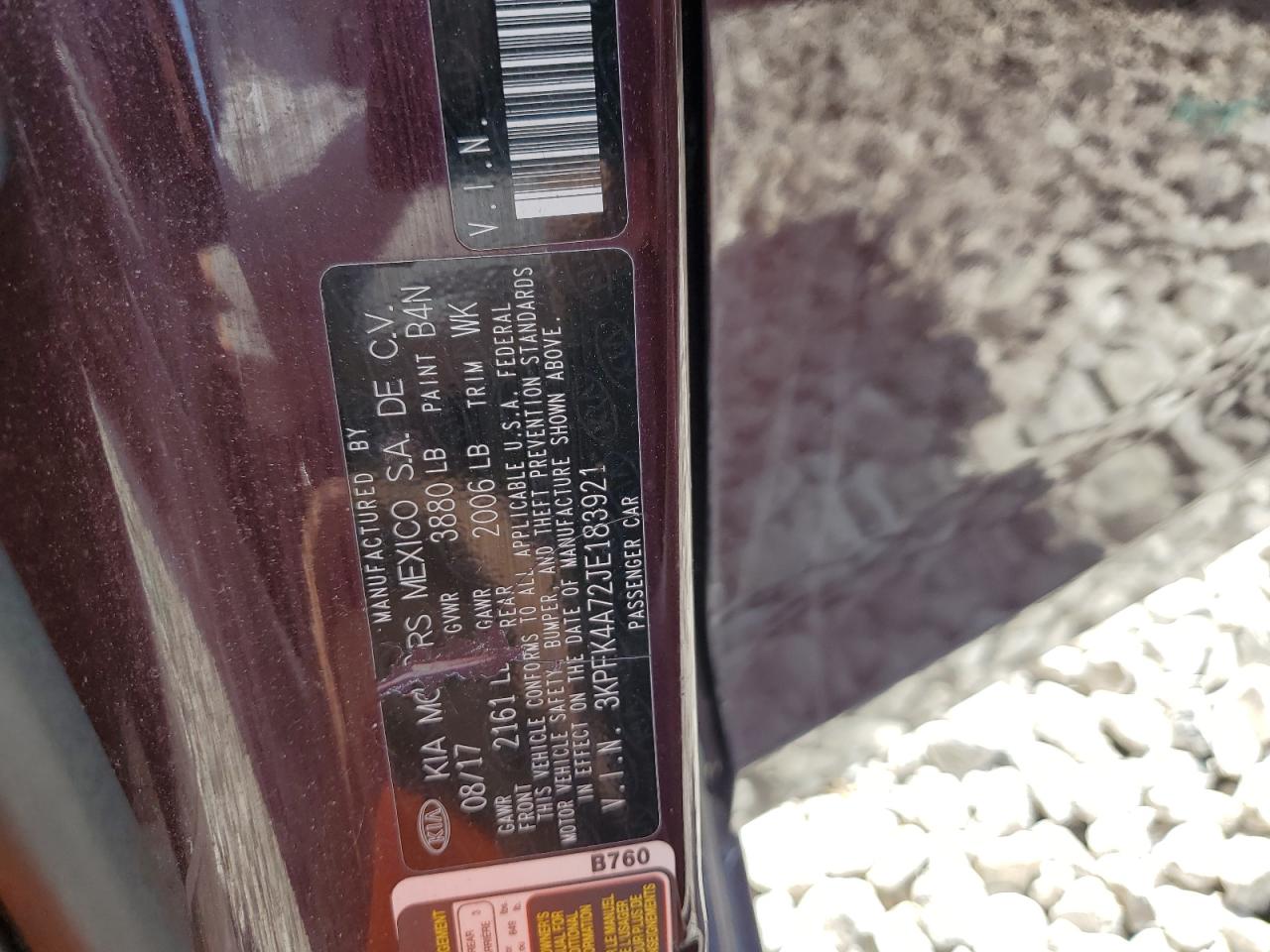 2018 Kia Forte Lx VIN: 3KPFK4A72JE183921 Lot: 80350265