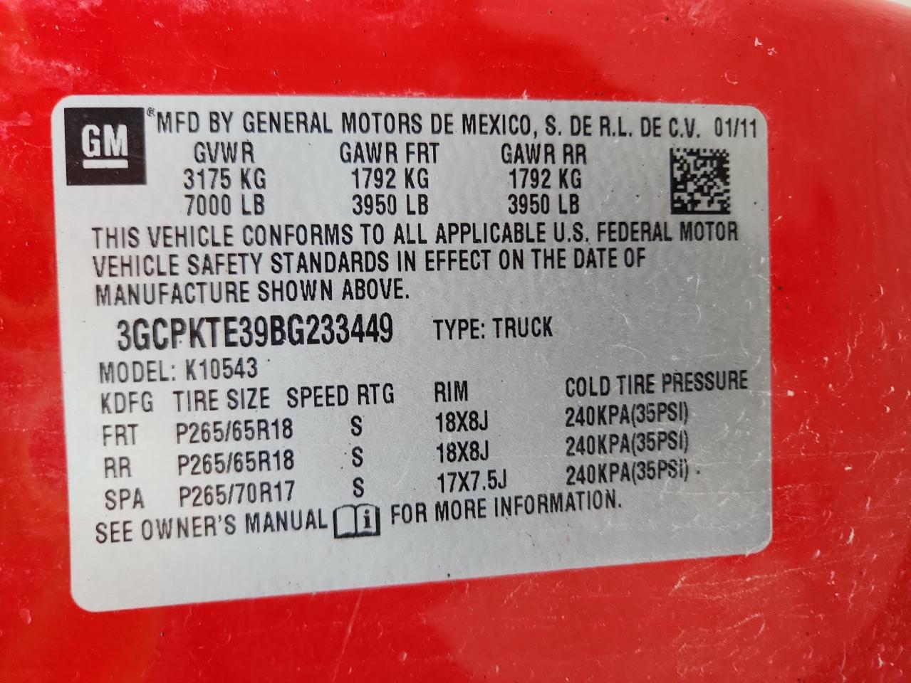 2011 Chevrolet Silverado K1500 Ltz VIN: 3GCPKTE39BG233449 Lot: 80684065