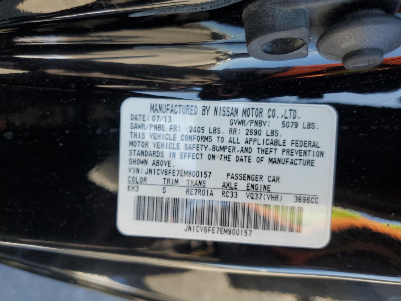 2014 Infiniti Q60 Base VIN: JN1CV6FE7EM900157 Lot: 71326825