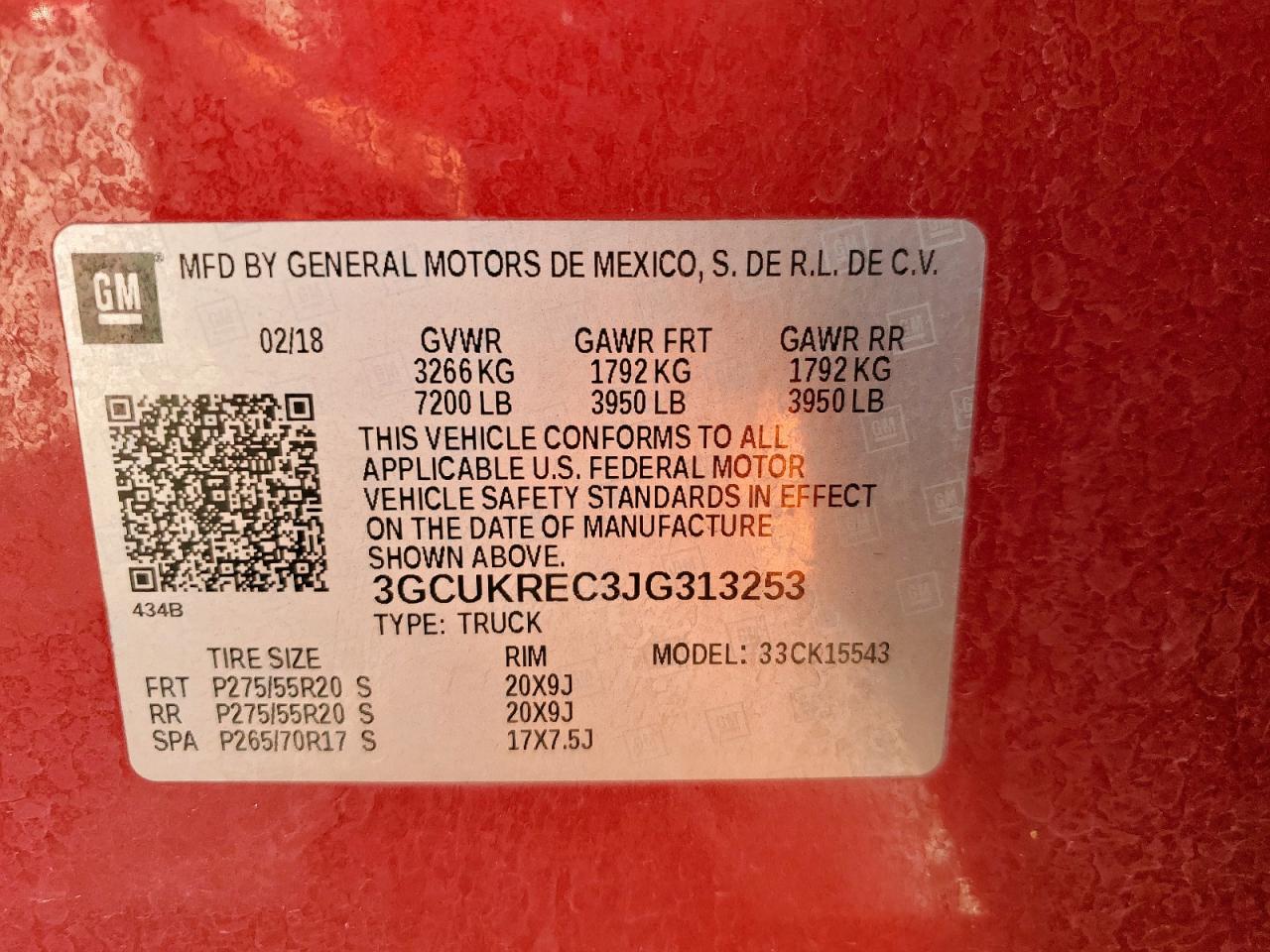 2018 Chevrolet Silverado K1500 Lt VIN: 3GCUKREC3JG313253 Lot: 80260445
