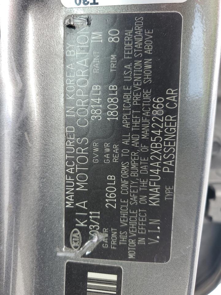 2011 Kia Forte Ex VIN: KNAFU4A2XB5422866 Lot: 80460165