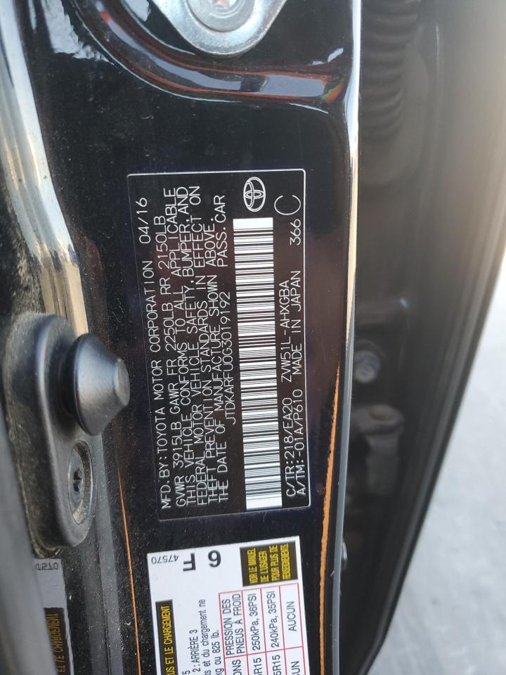 2016 Toyota Prius VIN: JTDKARFU0G3019192 Lot: 81276535