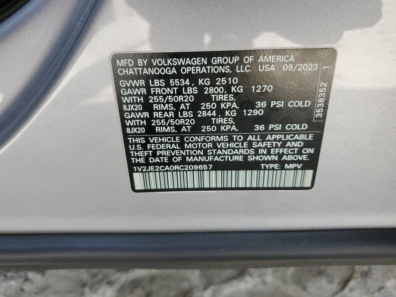 2024 Volkswagen Atlas Cross Sport Se VIN: 1V2JE2CA0RC209657 Lot: 81308615