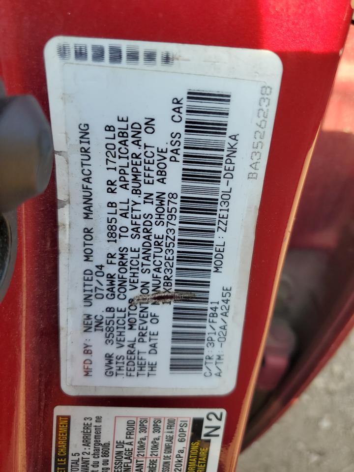 2005 Toyota Corolla Ce VIN: 1NXBR32E35Z379578 Lot: 80570235