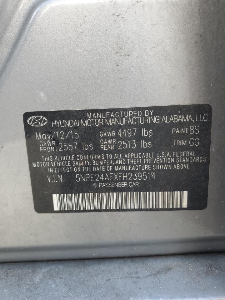 2015 Hyundai Sonata Se VIN: 5NPE24AFXFH239514 Lot: 84260435