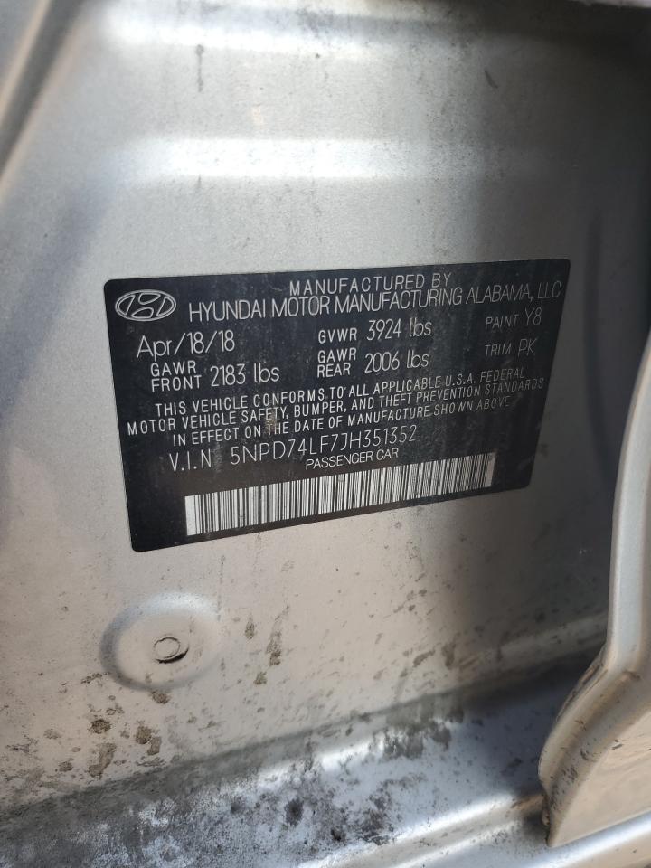 2018 Hyundai Elantra Se VIN: 5NPD74LF7JH351352 Lot: 81421005