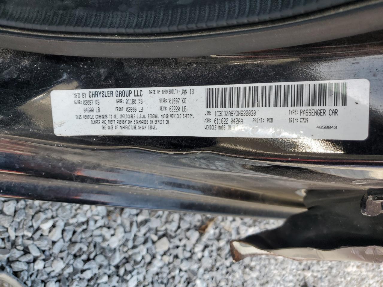 2013 Dodge Avenger Se VIN: 1C3CDZAB7DN632030 Lot: 81056535