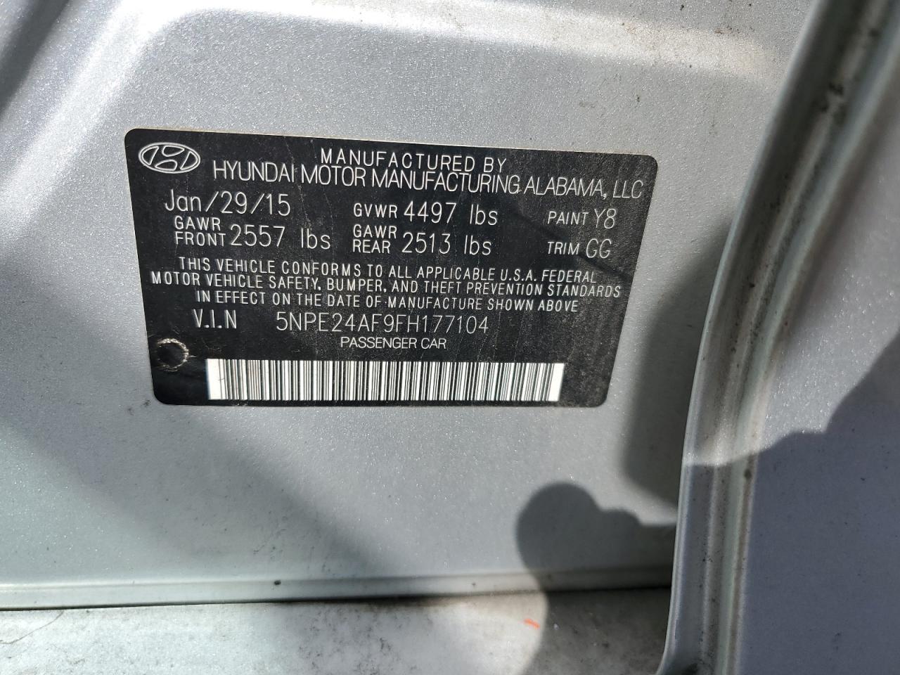 2015 Hyundai Sonata Se VIN: 5NPE24AF9FH177104 Lot: 81888245
