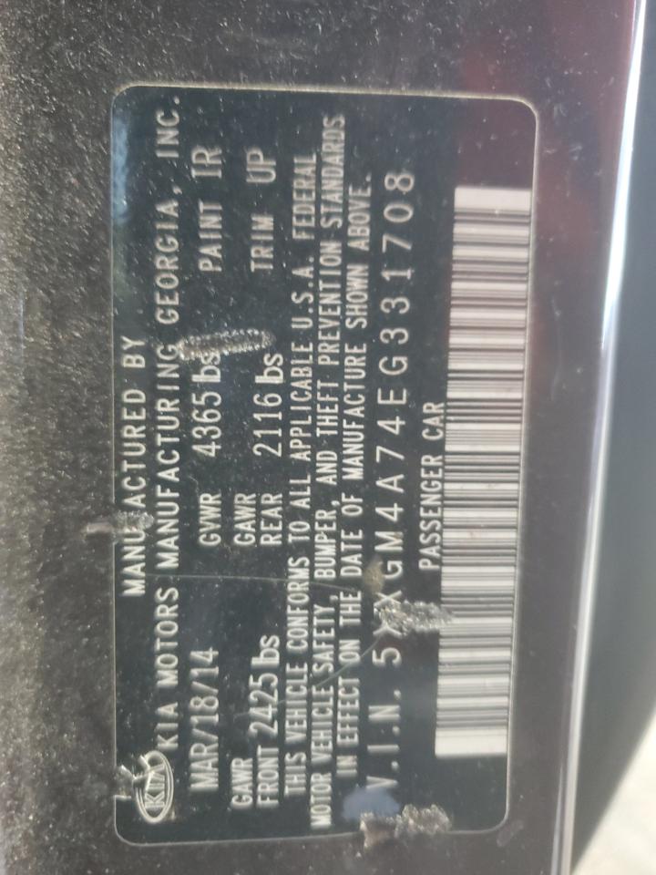 2014 Kia Optima Lx VIN: 5XXGM4A74EG331708 Lot: 83886425