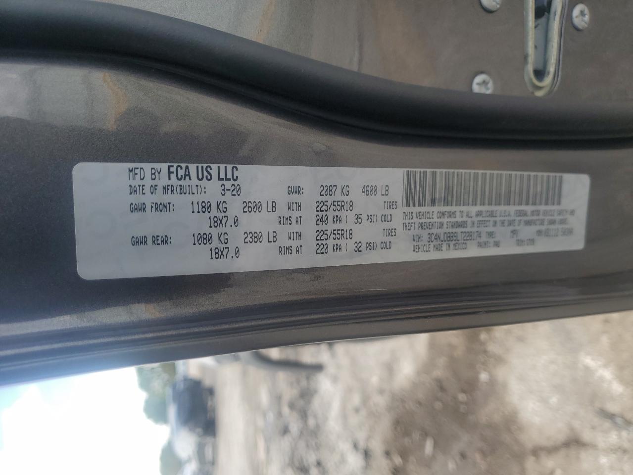 2020 Jeep Compass Latitude VIN: 3C4NJDBB9LT228174 Lot: 81633165