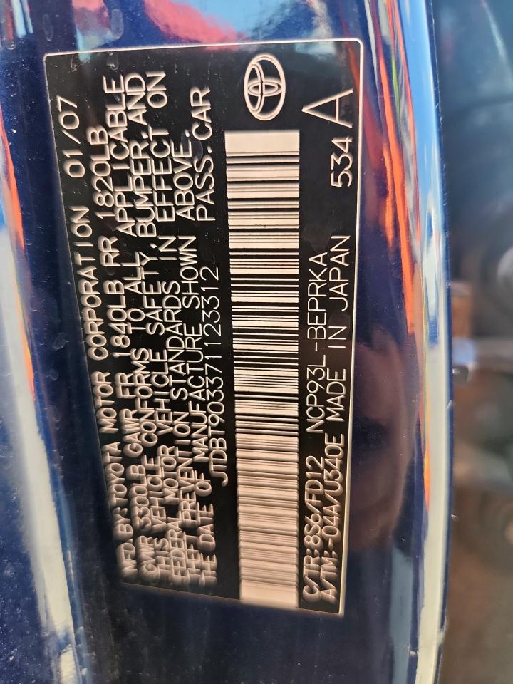 2007 Toyota Yaris VIN: JTDBT903371123312 Lot: 71218185