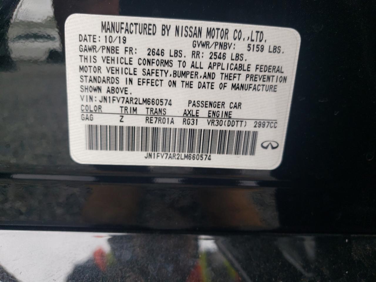 2020 Infiniti Q50 Red Sport 400 VIN: JN1FV7AR2LM660574 Lot: 80117255