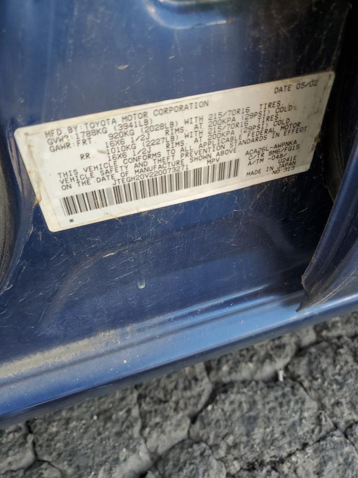 2002 Toyota Rav4 VIN: JTEGH20V220073271 Lot: 80222605