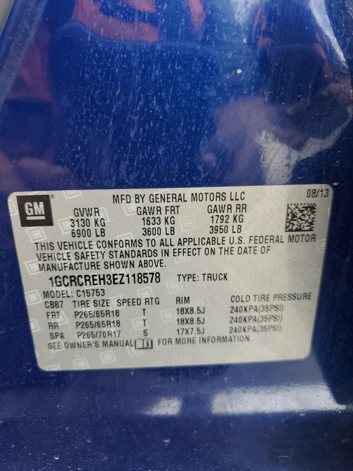 2014 Chevrolet Silverado C1500 Lt VIN: 1GCRCREH3EZ118578 Lot: 81719395