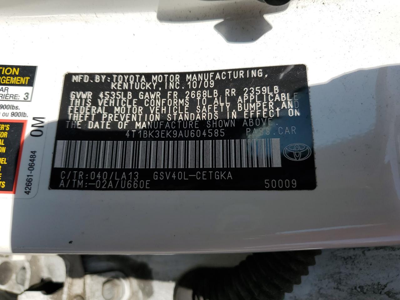 2010 Toyota Camry Se VIN: 4T1BK3EK9AU604585 Lot: 81922915