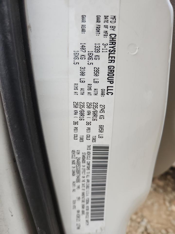 2011 Chrysler Town & Country Touring VIN: 2A4RR5DG8BR704886 Lot: 81671565