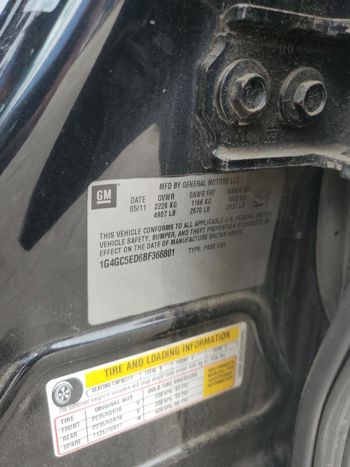 2011 Buick Lacrosse Cxl VIN: 1G4GC5ED6BF366801 Lot: 84580645