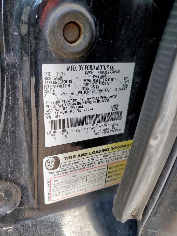 2013 Ford Expedition El Limited VIN: 1FMJK1K56DEF21824 Lot: 80402175