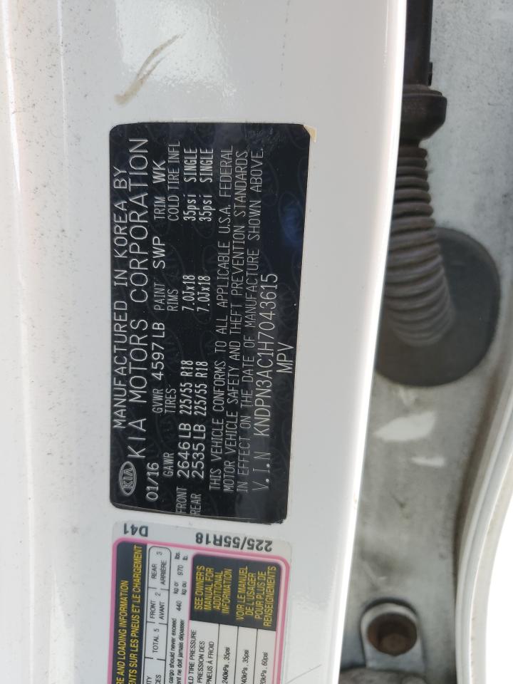 2017 Kia Sportage Ex VIN: KNDPN3AC1H7043615 Lot: 80745485