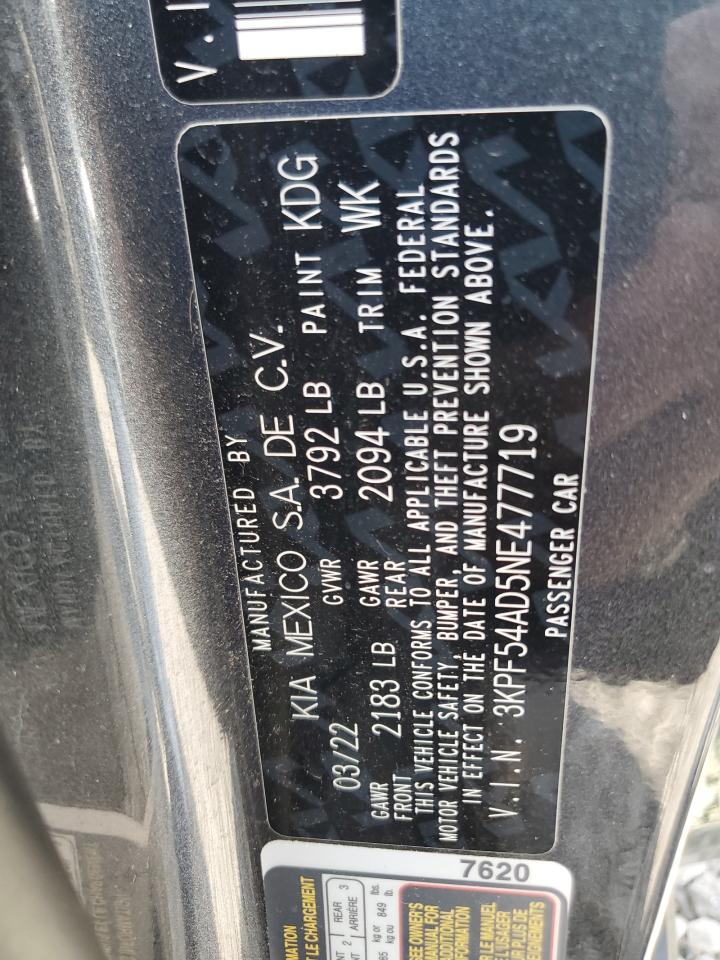 2022 Kia Forte Gt Line VIN: 3KPF54AD5NE477719 Lot: 81864635