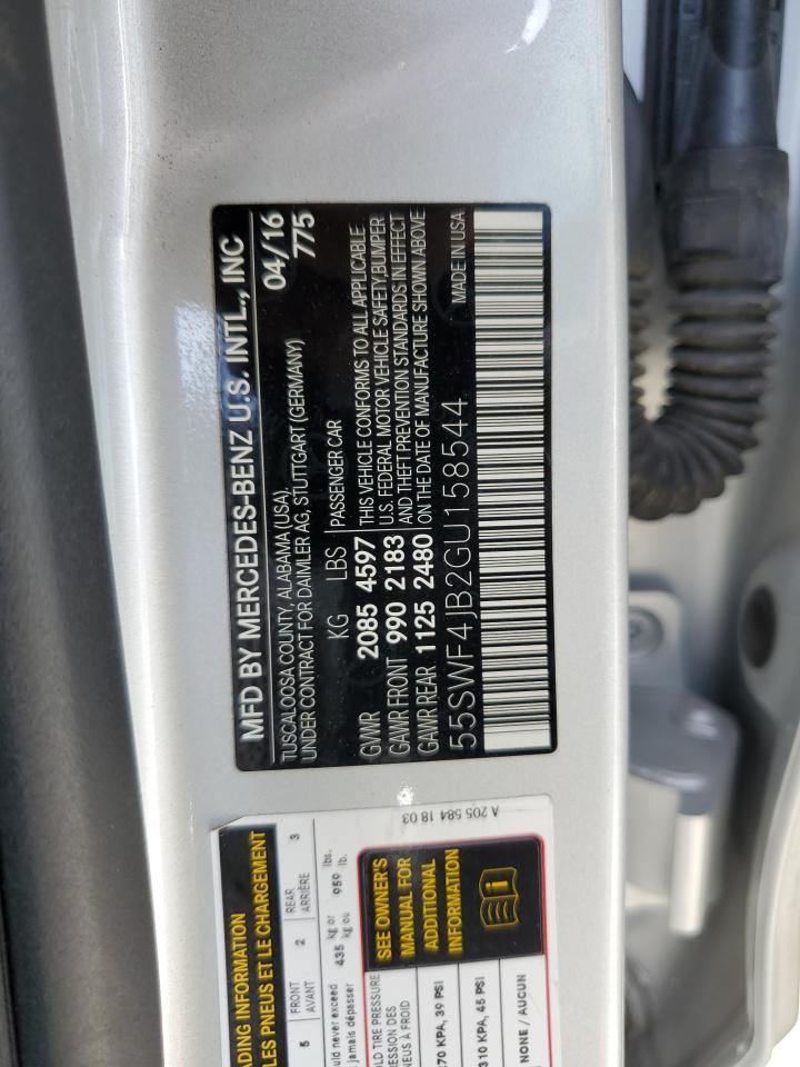 2016 Mercedes-Benz C 300 VIN: 55SWF4JB2GU158544 Lot: 80535185