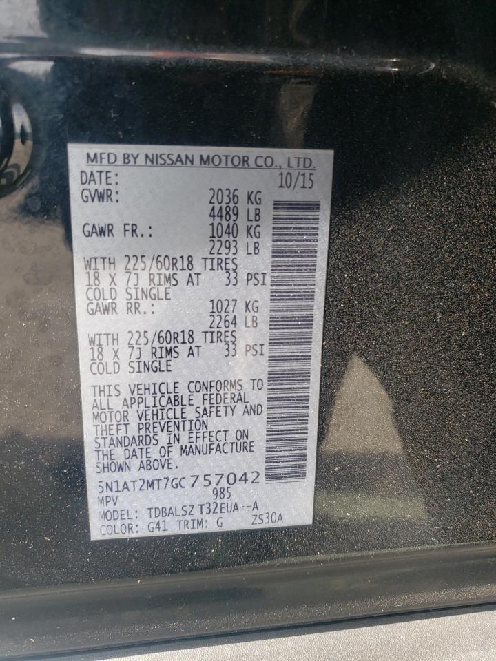 2016 Nissan Rogue S VIN: 5N1AT2MT7GC757042 Lot: 82126025