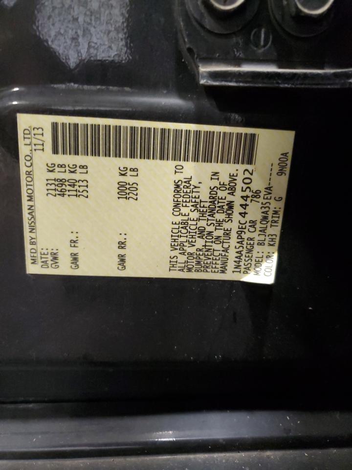 2014 Nissan Maxima S VIN: 1N4AA5AP9EC444502 Lot: 84024775