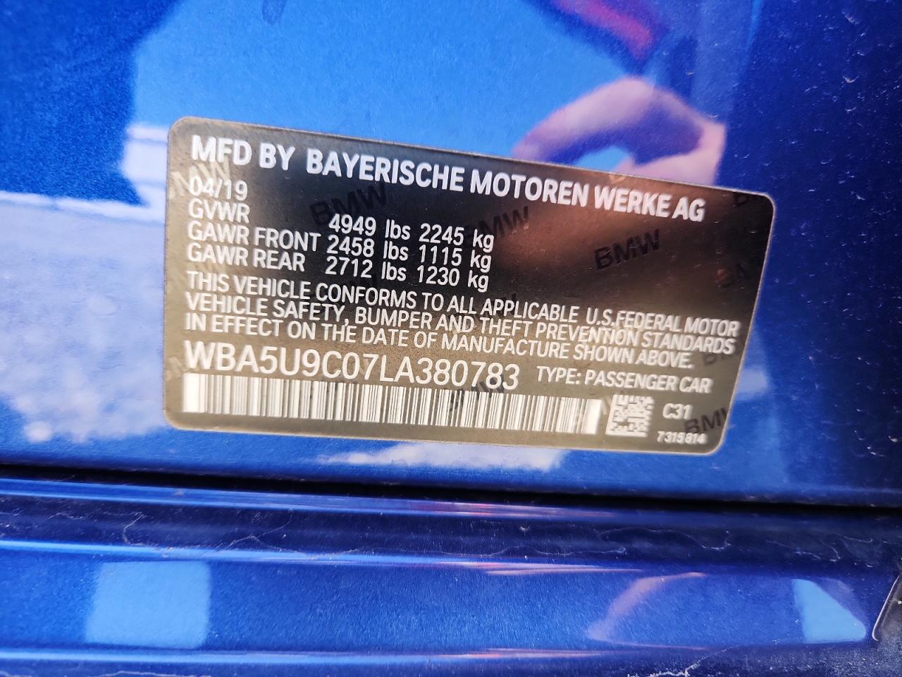 2020 BMW M340I VIN: WBA5U9C07LA380783 Lot: 80916015