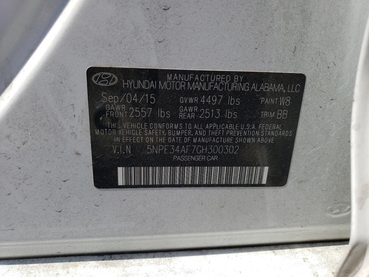 2016 Hyundai Sonata Sport VIN: 5NPE34AF7GH300302 Lot: 71318395