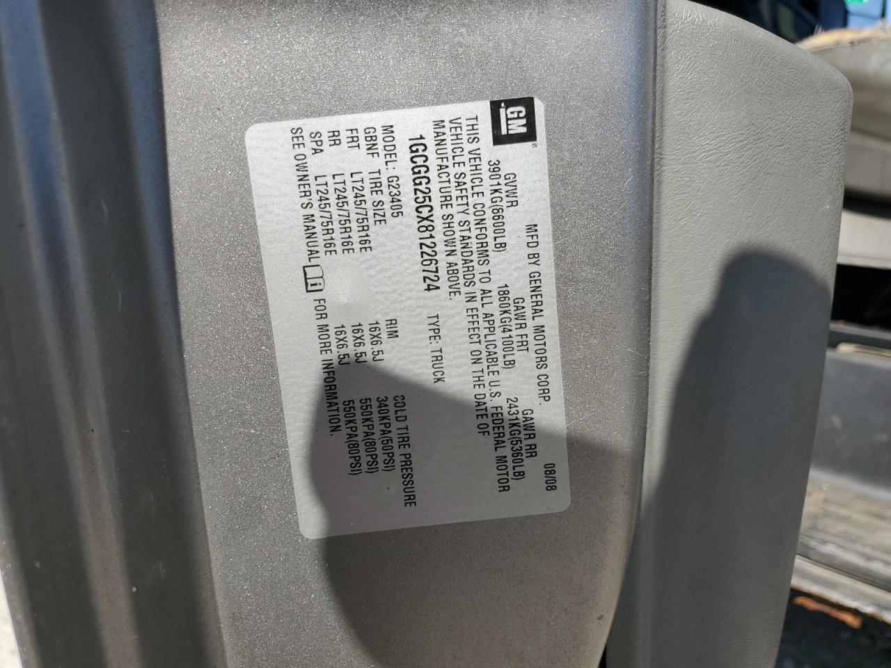 2008 Chevrolet Express G2500 VIN: 1GCGG25CX81226724 Lot: 80660975