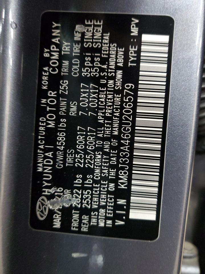 2016 Hyundai Tucson Limited VIN: KM8J33A46GU206579 Lot: 71413095