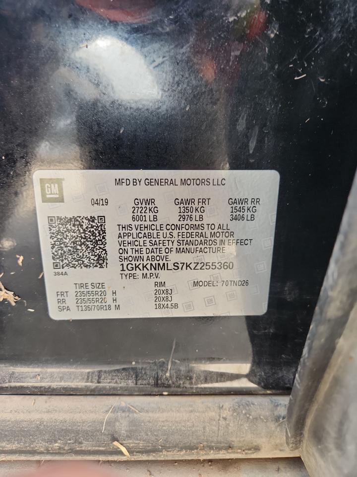 2019 GMC Acadia Slt-1 VIN: 1GKKNMLS7KZ255360 Lot: 80679345