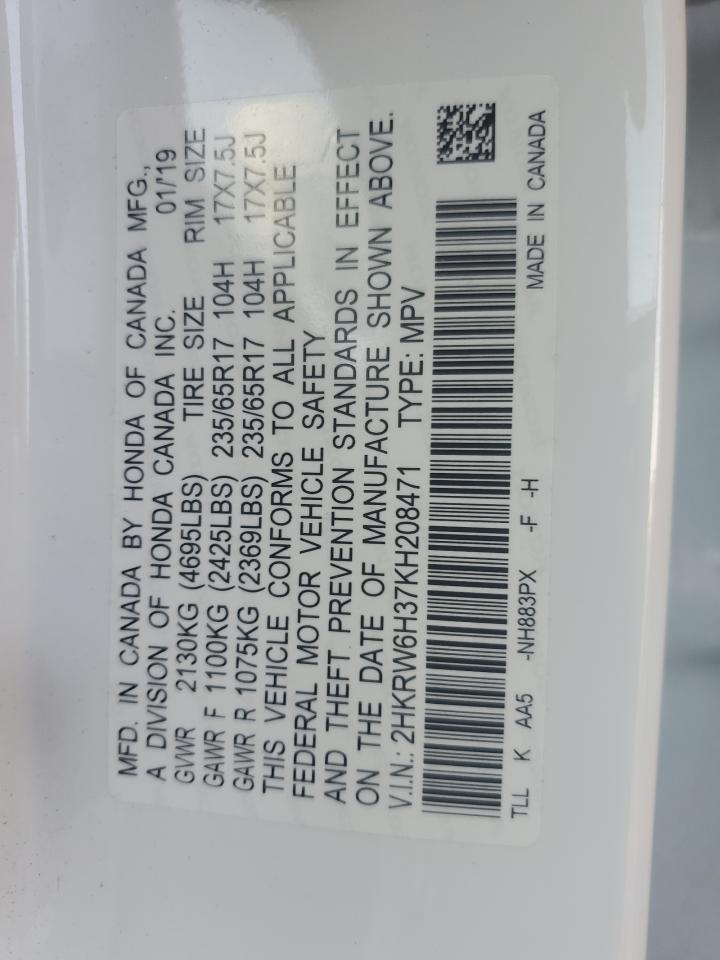 2019 Honda Cr-V Lx VIN: 2HKRW6H37KH208471 Lot: 70820625