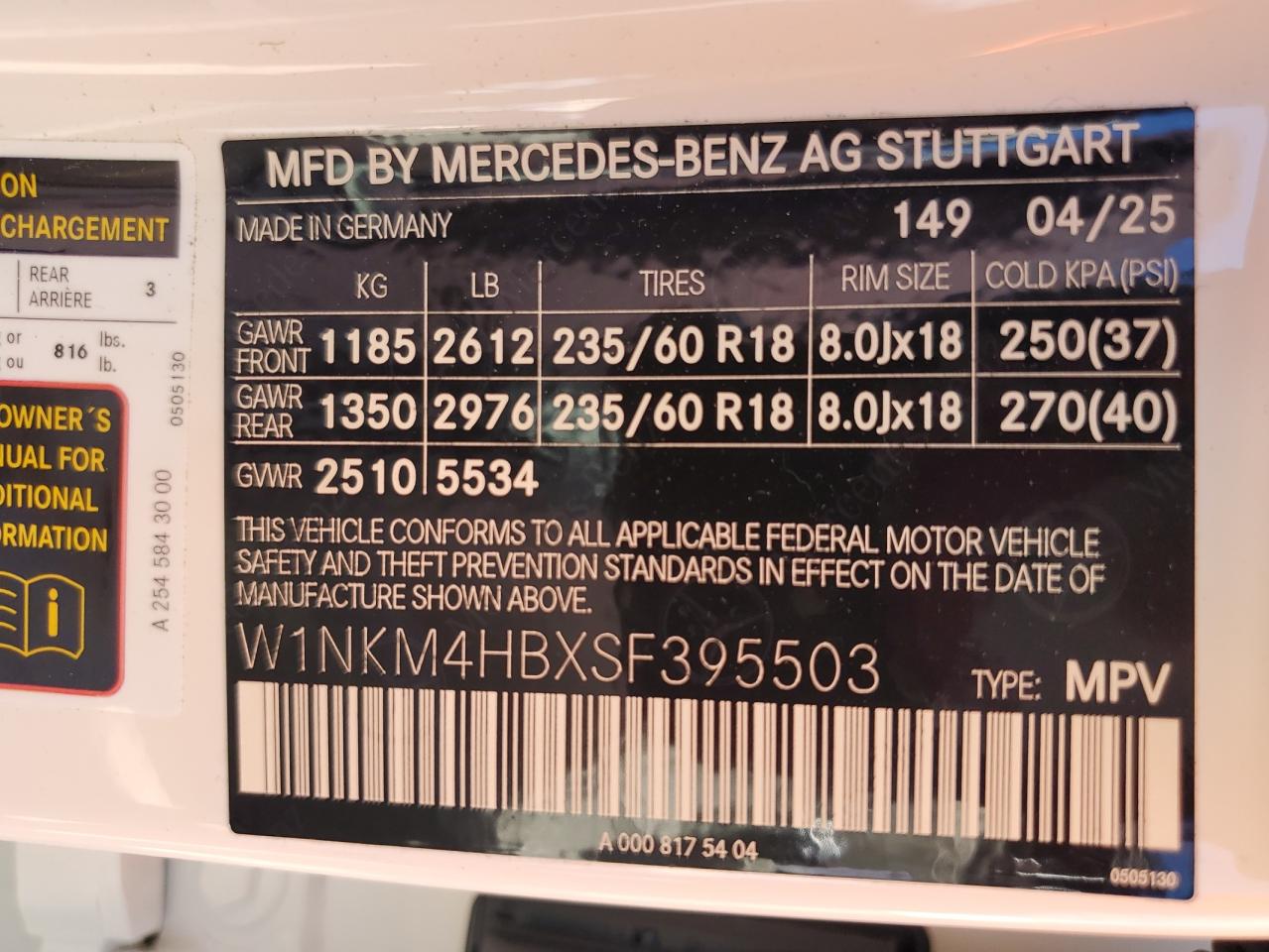 2025 Mercedes-Benz Glc 300 4Matic VIN: W1NKM4HBXSF395503 Lot: 71721415
