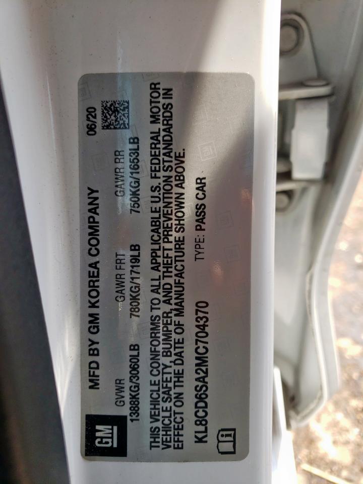 2021 Chevrolet Spark 1Lt VIN: KL8CD6SA2MC704370 Lot: 81558925