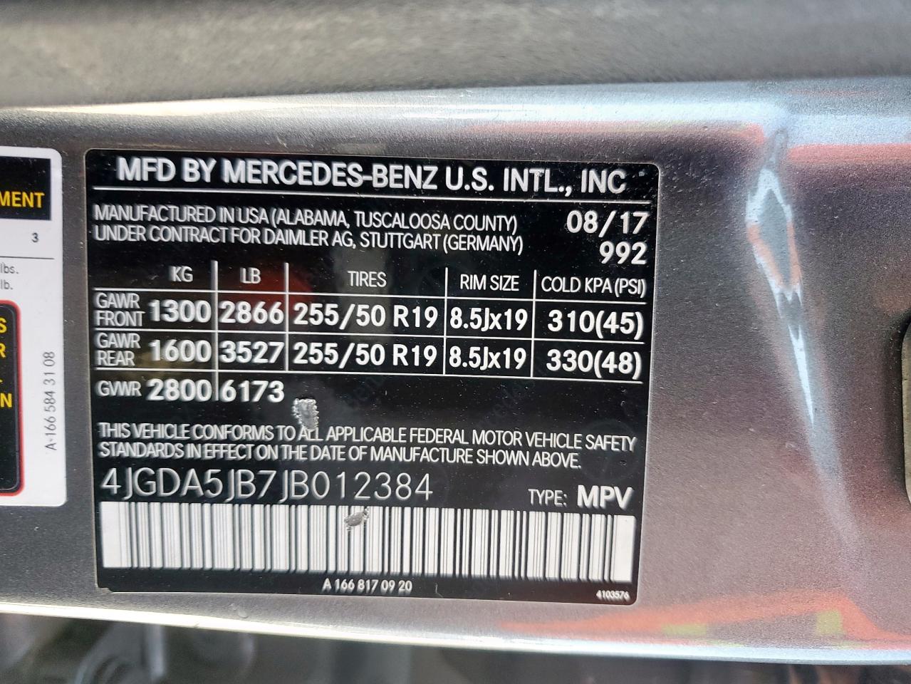 2018 Mercedes-Benz Gle 350 VIN: 4JGDA5JB7JB012384 Lot: 71133755