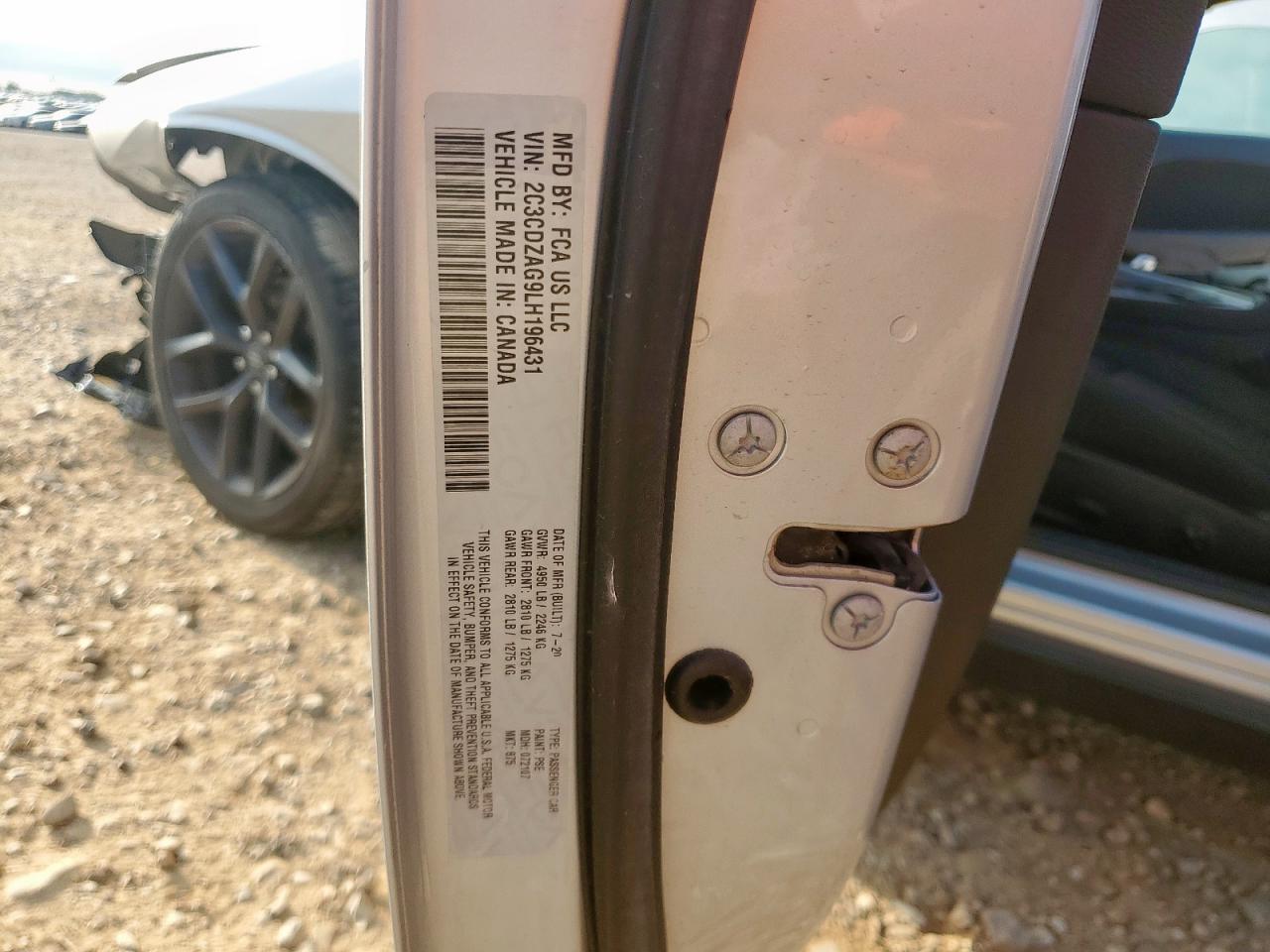 2020 Dodge Challenger Sxt VIN: 2C3CDZAG9LH196431 Lot: 71509655